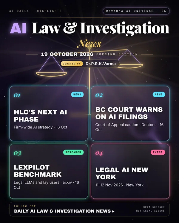 Poster: AI Law & Investigation, 19 October 2026