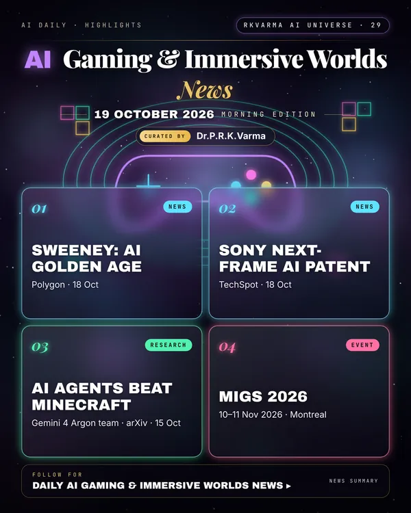 Poster: AI Gaming & Immersive Worlds, 19 October 2026