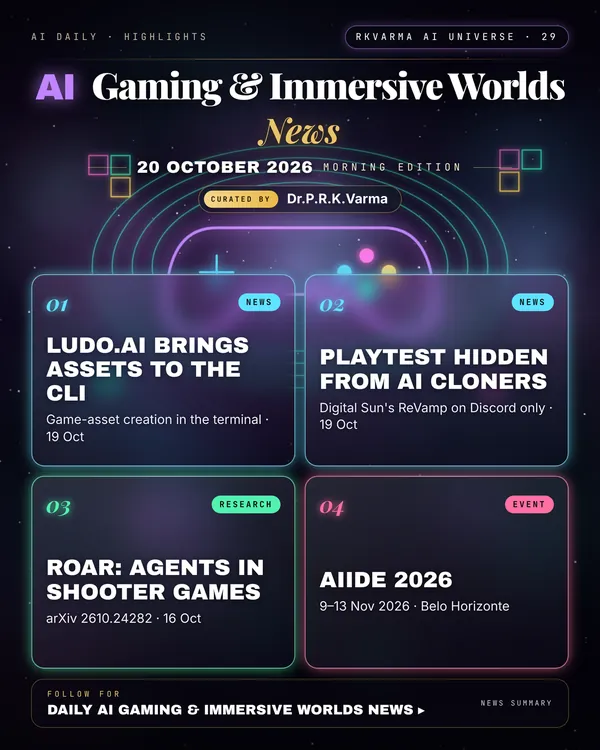 Poster: AI Gaming & Immersive Worlds, 20 October 2026
