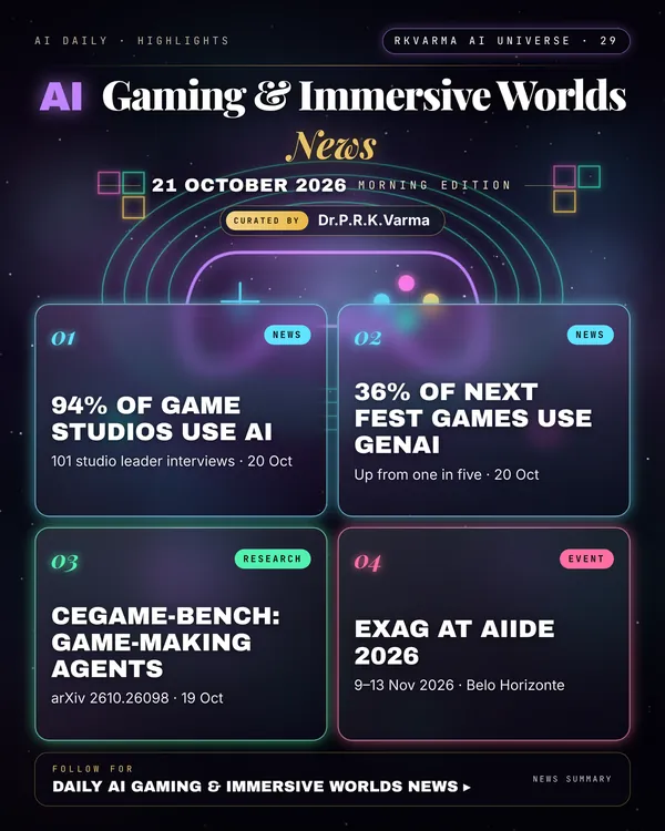Poster: AI Gaming & Immersive Worlds, 21 October 2026