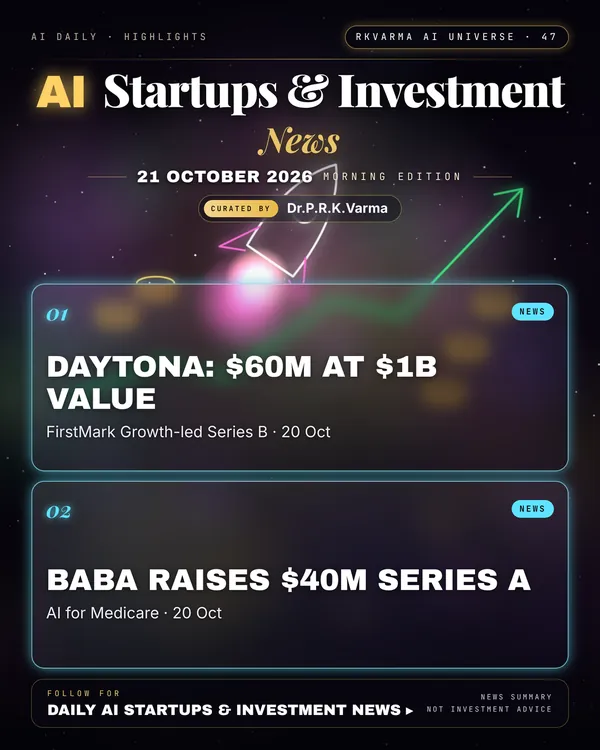 Poster: AI Startups & Investment, 21 October 2026