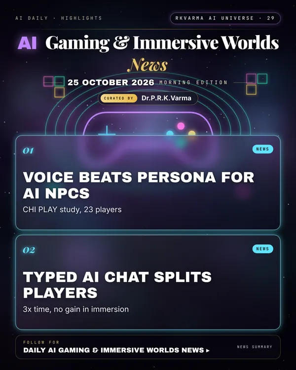 Poster: AI Gaming & Immersive Worlds, 25 October 2026